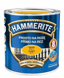 Hammerite Farba na rdzę 0,7l żółta wysoki połysk, antykorozyjna i ochronna do metalu