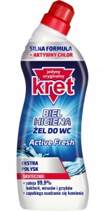 Żel do WC Kret 750ml wybielający, dezynfekujący, usuwający kamień i zapachy