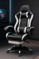 Fotel gamingowy VIPER czarno-biały kubełkowy, ergonomiczny z podnóżkiem