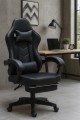 Fotel gamingowy VIPER czarny z podnóżkiem kubełkowy i ergonomiczny