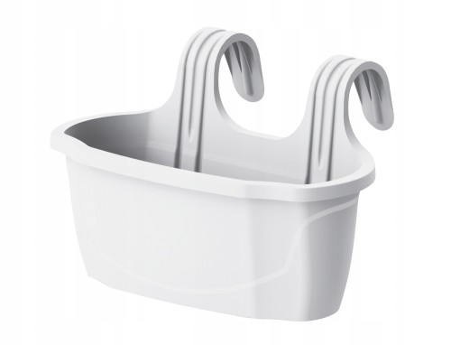 Doniczka balkonowa skrzynka z uchwytem 38 x 17 cm biała plastikowa