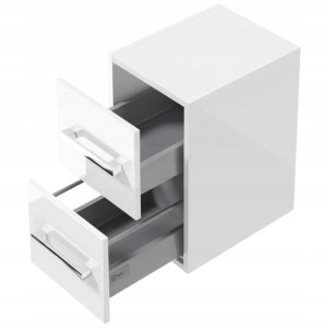 Szafka łazienkowa wisząca biały połysk 2 szuflady 30x40x50cm komoda Granada