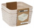 Koszyki do przechowywania zestaw 2 sztuk plastikowe, beżowe 12x12x6cm