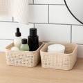 Koszyki do przechowywania zestaw 2 sztuk plastikowe, beżowe 12x12x6cm