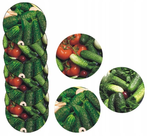 Komplet 10 zakrętek fi 66 do słoików na przetwory, motyw ogórka 4-zaczepowe