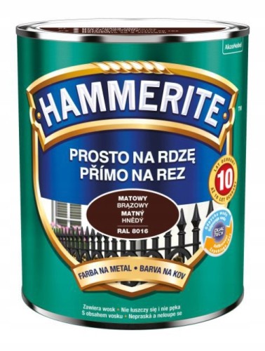 Hammerite Farba na rdzę 0,7l brązowa matowa, antykorozyjna i ochronna do metalu