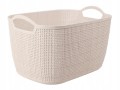 Koszyk plastikowy 35x29x13 cm beżowy, pleciony i praktyczny z uchwytami