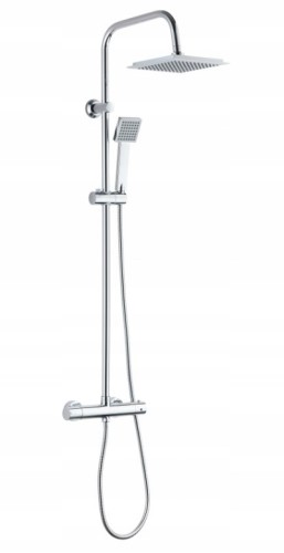 Zestaw natryskowy z deszczownicą chrom 110 cm 1-funkcyjna z termostatem Neo Joko Square