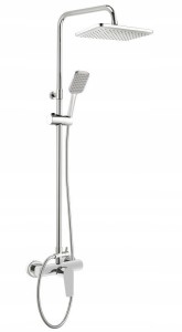 Zestaw prysznicowy deszczownica z baterią chromowany natynkowy Tubo