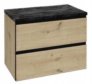 Zestaw szafka łazienkowa wisząca pod umywalkę z czarnym blatem 60x50x46cm Modus