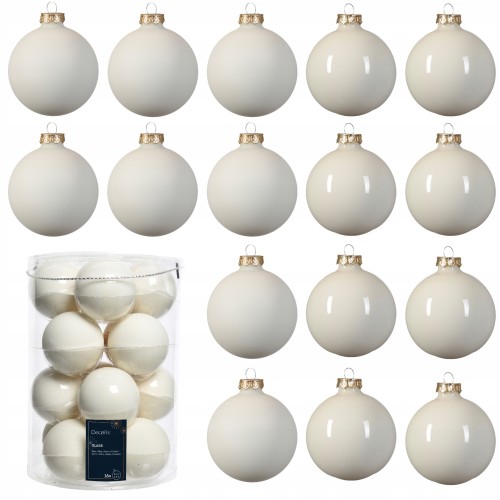 Zestaw 16 sztuk bombek szklanych białych 8cm 