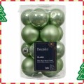 Zestaw 16 szklanych bombek choinkowych 3,5 cm zielona matcha mat i błysk