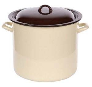 Garnek emaliowany 14,2l z pokrywką duży 28cm kremowy gaz indukcja