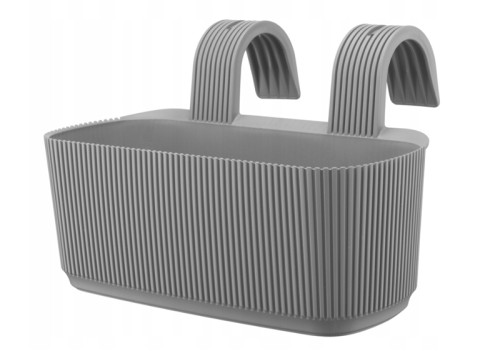 Doniczka balustradowa szara 29 cm x 21 x 19 cm plastikowa ryflowana Pera