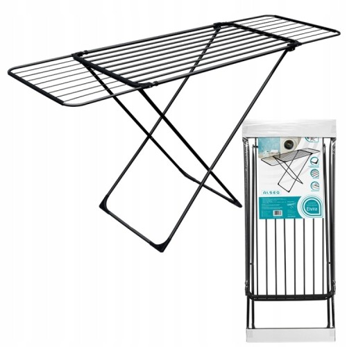 Suszarka balkonowa na pranie, wolnostojąca, czarna, 173x55x94cm