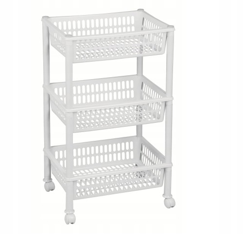Regał łazienkowy na kółkach uniwersalny 68,5x39,4x29 cm biały 3 półki