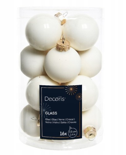 Zestaw 16 szklanych bombek choinkowych ciepły biały 3,5 cm gładkie