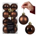 Zestaw 16 bombek choinkowych nietłukących w kolorze espresso mat błysk 4 cm