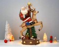 Figurka Świąteczna LED Święty Mikołaj z Reniferem i Choinką 33cm