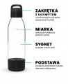 Butelka do saturatora Dafi PushAir czarna 0,7 l z zakrętką i uchwytem