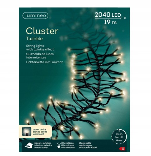 Lampki Choinkowe Światełka Ciepły Biały LED 2040 Diod 19m