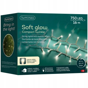 Lampki choinkowe światełka ciepły biały LED 750 diod 16m