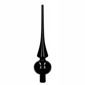 Czubek na choinkę szklany 26 cm w szpic czarny błyszczący elegancki stylowy