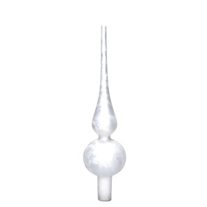 Czubek na choinkę 26 cm szklany szpic lodowa biel elegancki i stylowy