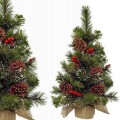 Sztuczna choinka mini zdobiona szyszki osłonka z juty 60cm