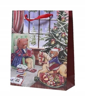 Torba Prezentowa Świąteczna Duża Misie 16x42x48 cm