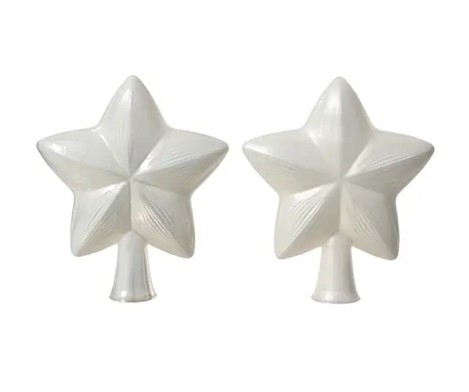 Szklany czubek choinkowy szpic 17cm biały świąteczny gwiazda 1szt