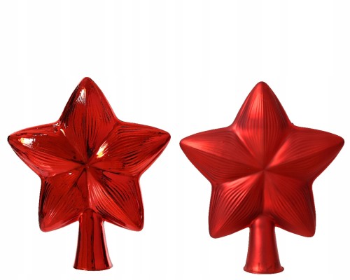 Szklany czubek choinkowy szpic 17cm czerwony świąteczny gwiazda 1szt