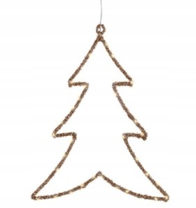 Lampka Świąteczna Wisząca Choinka Złota LED 34x46cm