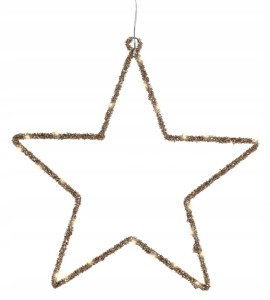 Lampka Świąteczna Wisząca Gwiazda Złota LED 38x38cm