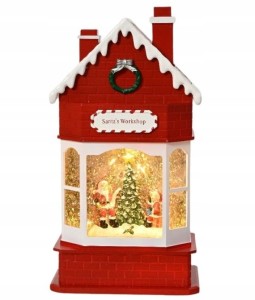 Figurka Warsztat Świętego Mikołaja Świąteczna LED 28,8cm