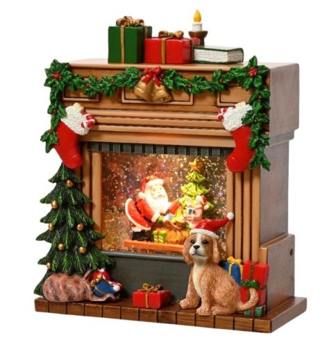 Figurka świąteczna kominek LED ciepły biały 23cm