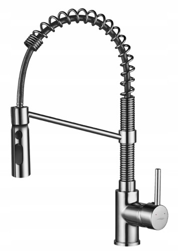 Bateria kuchenna zlewozmywakowa chrom sprężynowa stojąca z funkcją natrysku SERPEN 