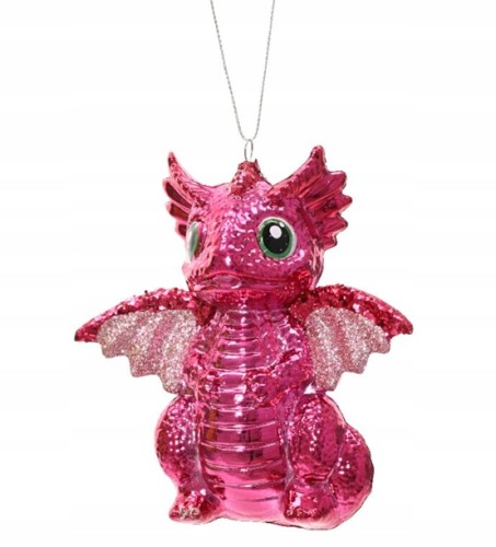 Bombka Choinkowa Plastikowa Różowy Smok Zawieszka 10,5 cm 1szt