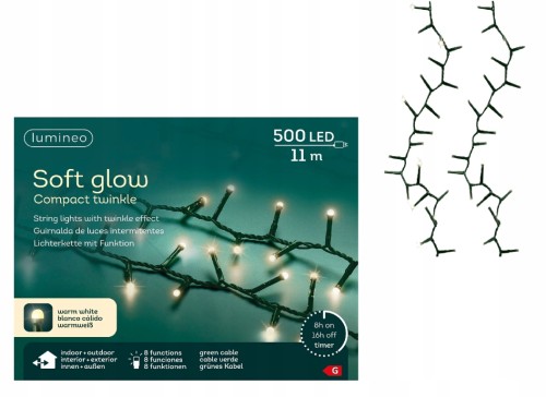 Lampki choinkowe światełka ciepły biały LED 500 diod 16m