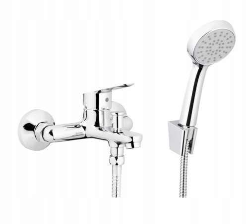 Bateria wannowa ścienna chrom z natryskiem punktowym Sparc