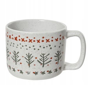 Kubek Świąteczny Kamionka Choinki zgaszony biały 360 ml