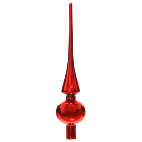 Czubek na choinkę czerwony lustrzane wykończenie szklany 26 cm świąteczny