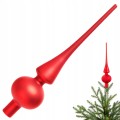 Szpic choinkowy szklany czerwony mat ozdoba na choinkę 26 cm FI 6 cm
