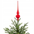 Szpic choinkowy szklany czerwony mat ozdoba na choinkę 26 cm FI 6 cm