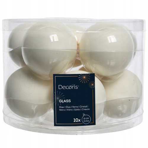 Bombki choinkowe 6 cm ciepły biały w tubie zestaw 10 szt. mat i połysk