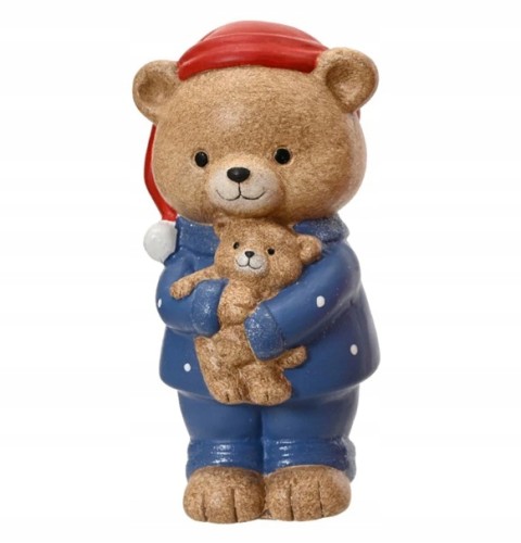 Figurka Świąteczna Miś Niebieski Strój 18 cm 1szt