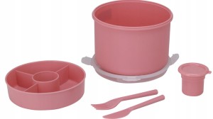 Lunchbox pojemnik na żywność komplet z kubkiem na sos i sztućcami 1000ml
