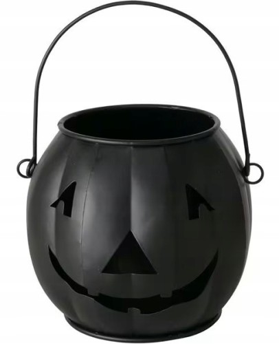 Latarnia metalowa dynia czarna dekoracyjna 18x18x45cm halloween