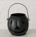 Latarnia metalowa dynia czarna dekoracyjna 18x18x45cm halloween