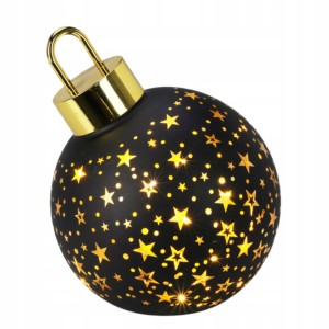 Bombka choinkowa świąteczna LED czarna duża 15cm 1szt